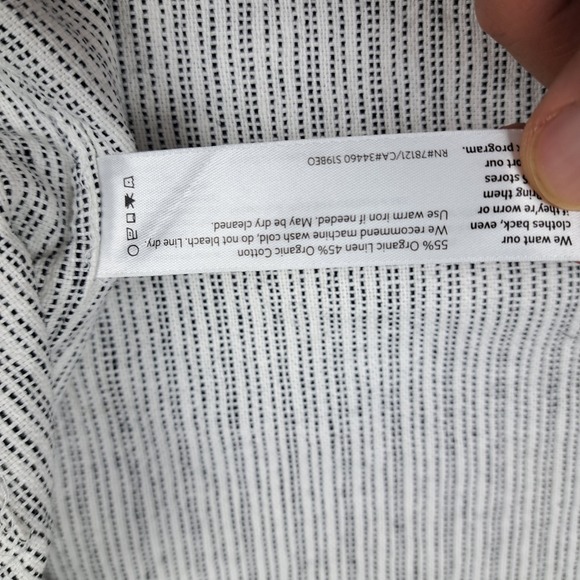 Eileen Fisher Cardigan Womens Large White‎ Black Linen Cotton Open Front Relaxed - Picture 11 of 13